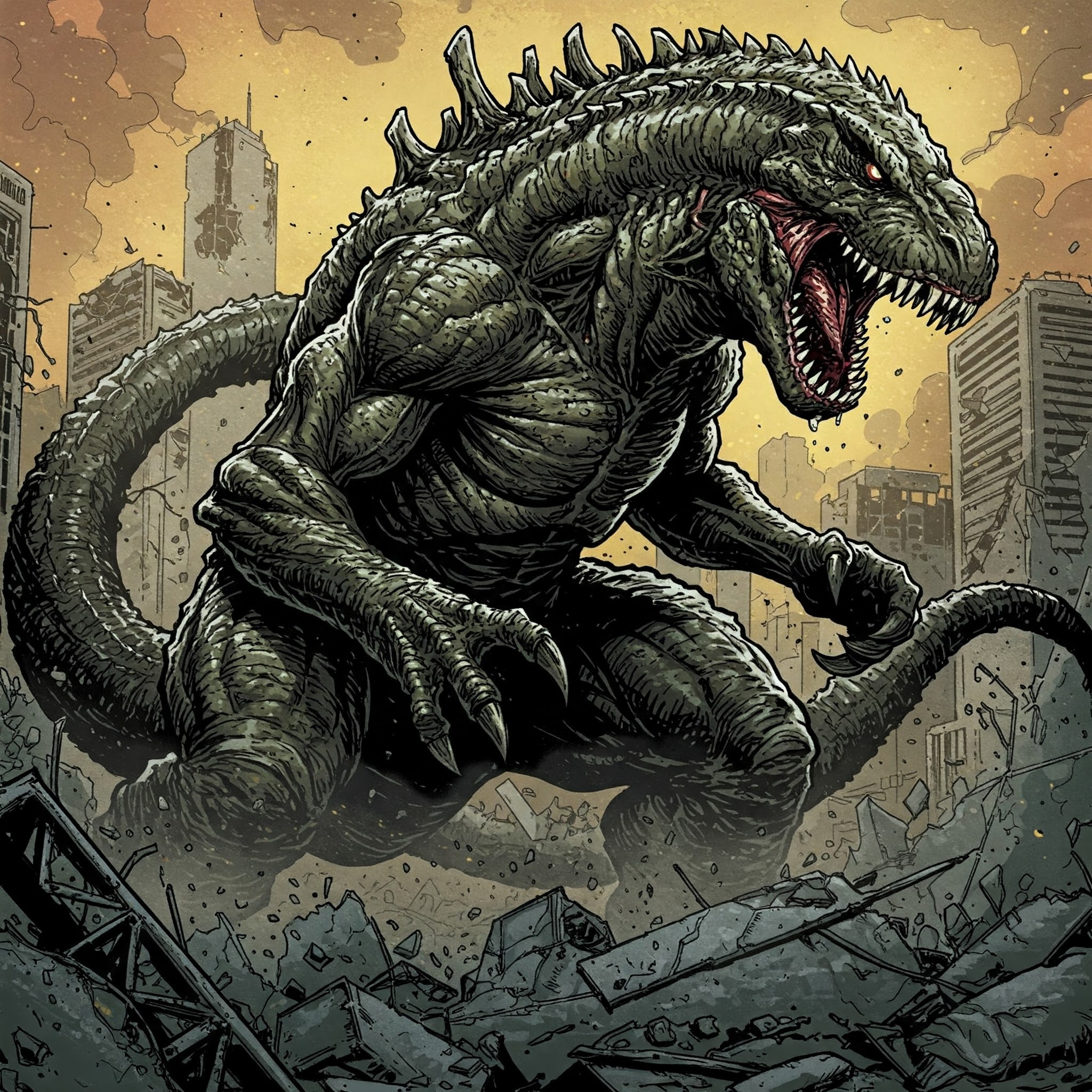 From the shadows, it emerged, a creature of nightmare given form. Umbra'Xen, the harbinger of cosmic terror, descended upon its prey, its chitinous claws dripping with venom, its eyes burning with a hunger that could never be satisfied.